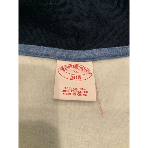 Brooks Brothers Men's Blue 1/4 Zip Pullover W/ Navy Blue Collar, Size XL - Picture 5 of 8
